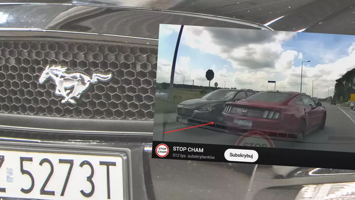 Kierowca Mustanga popełnił wykroczenie (fot. screen z YouTube/STOP CHAM)