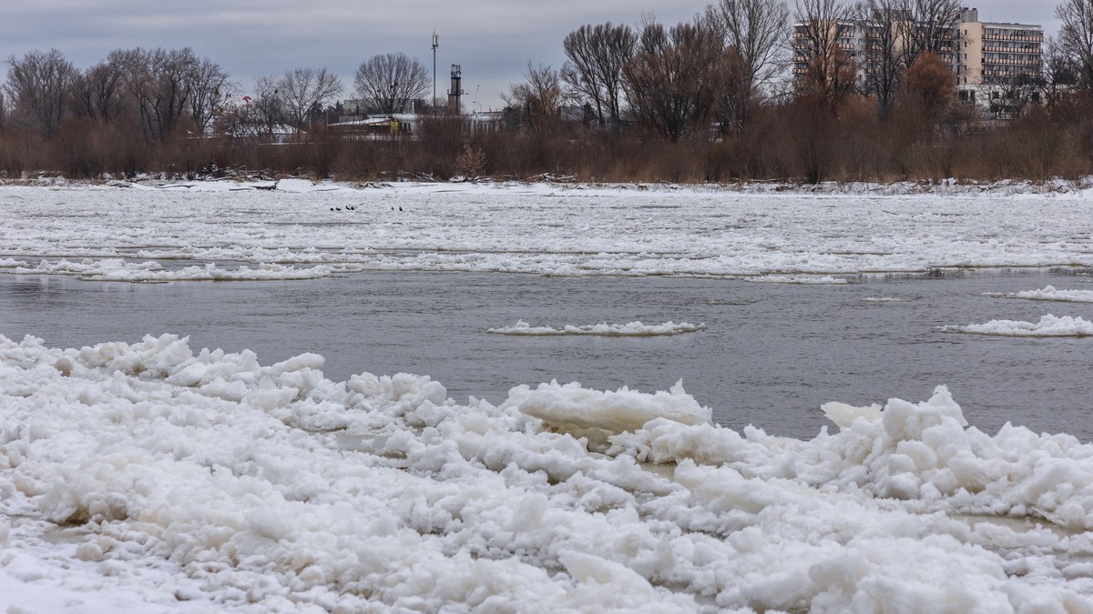 Wisła zima Warszawa kra lód
