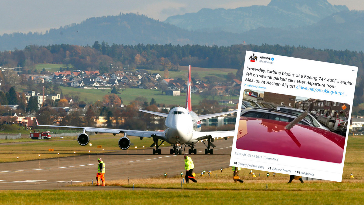 Holandia, Awaria Boeinga 747. Dwie osoby zostały ranne w Holandii po tym, jak z samolotu odpadły części silnika