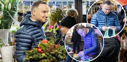 Przedświąteczne zakupy na ostatnią chwilę! Andrzej Duda wybrał się na targowisko [ZDJĘCIA, WIDEO]