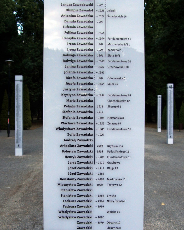 Symboliczne slupki kolo pomnika Polegli-Niepokonani