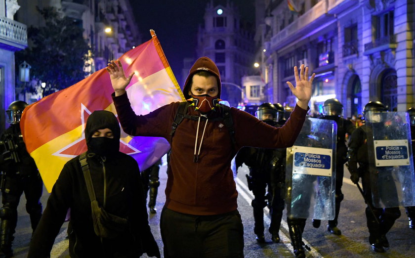 Supporters of Catalan rapper Pablo Hasel protest in Barcelona