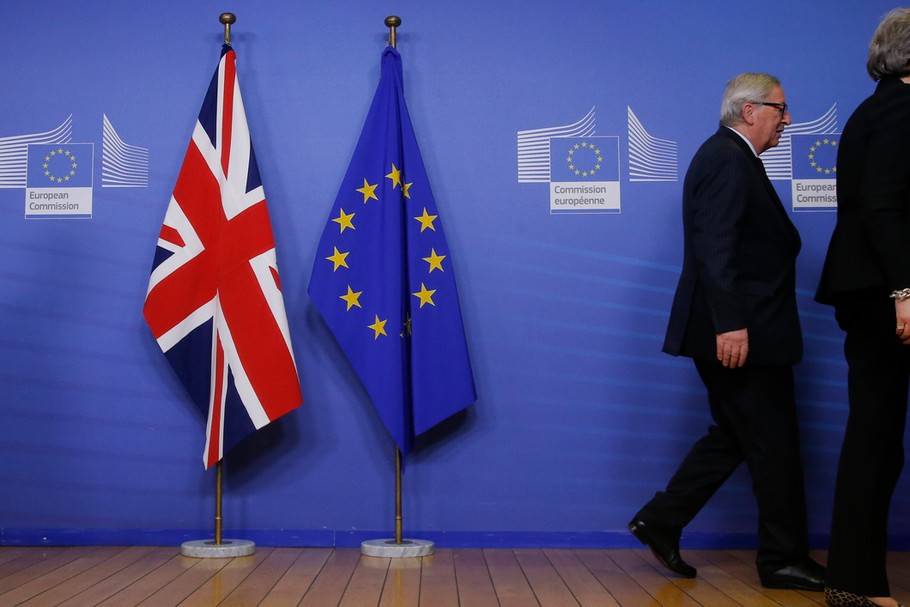 Theresa May, premier Wielkiej Brytanii, oraz Jean-Claude Juncker, przewodniczący Komisji Europejskiej, podczas spotkania poświęconego brexitowi. Bruksela, 20 lutego 2019 r.