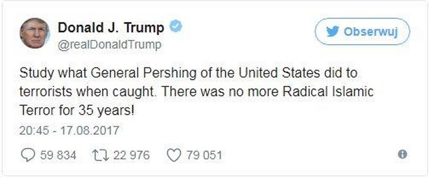 Wpis Trumpa na Twitterze