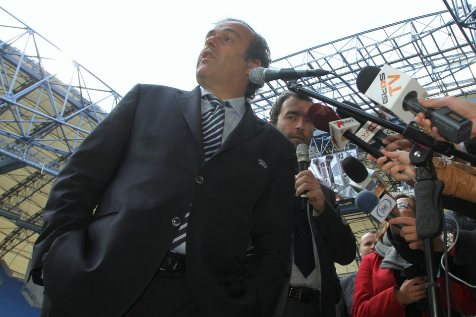 Briefing z udziałem prezydenta UEFA Michaela Platiniego na Stadionie Miejskim