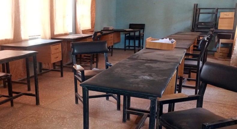 A view of a classroom at the Government Science secondary school in Kankara district, after it was attacked by armed bandits, in northwestern Katsina state, Nigeria on December 12, 2020