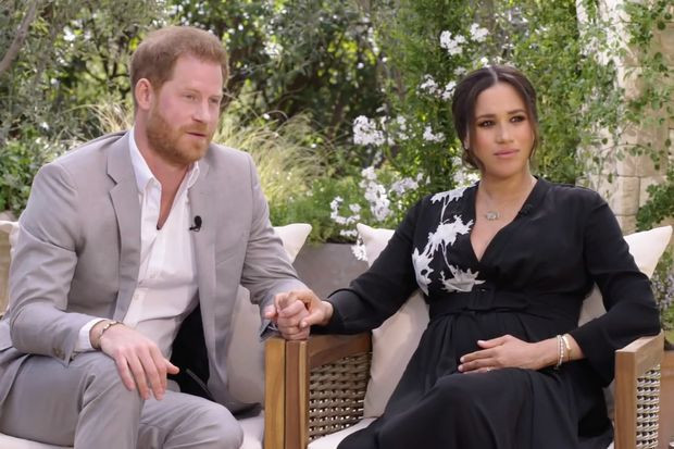 Książę Harry i Meghan Markle podczas wywiadu z Oprah Winfrey