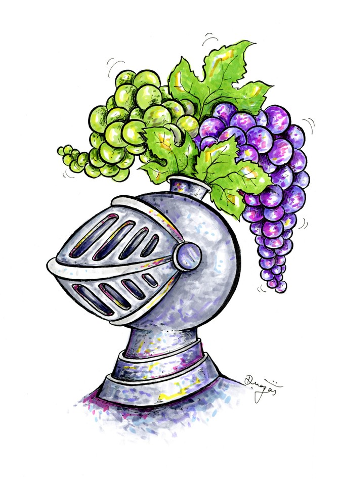 Karikatura viteza božanskog pića - vina 