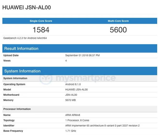 Honor 8X w Geekbench