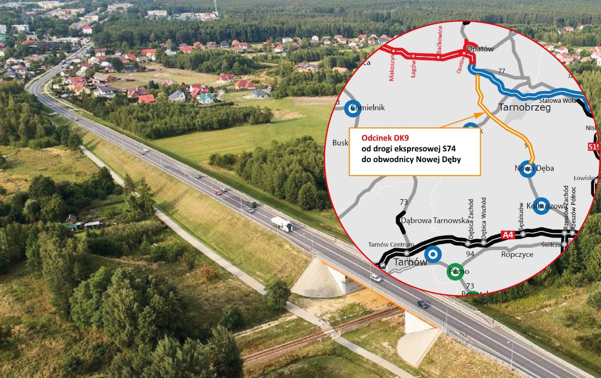 Odcinek DK9 od drogi ekspresowej S74 do obwodnicy Nowej Dęby