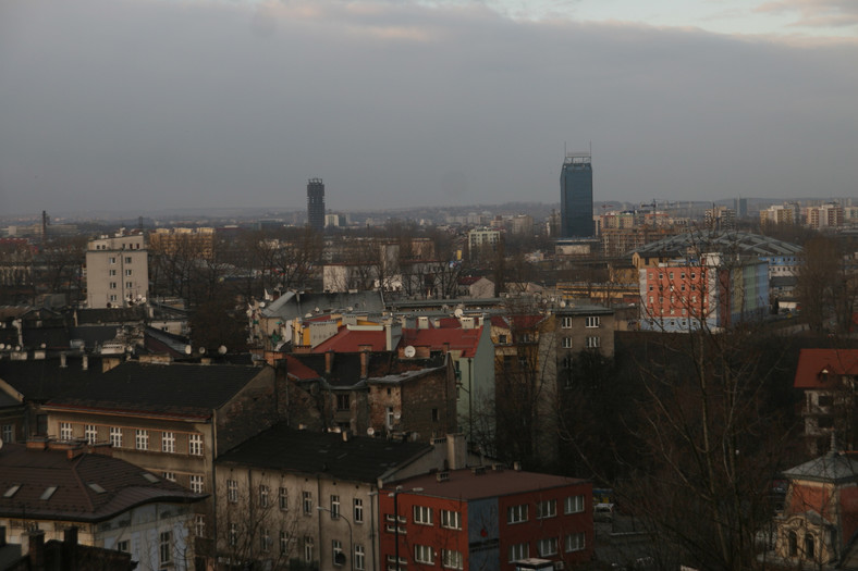 Szkieletor i Błękitek na tle panoramy Krakowa