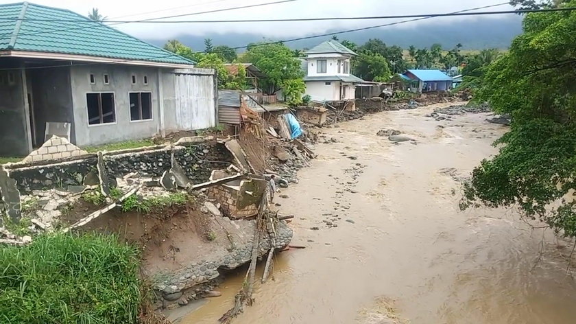 A general view shows the aftermath of a flood in Sentani