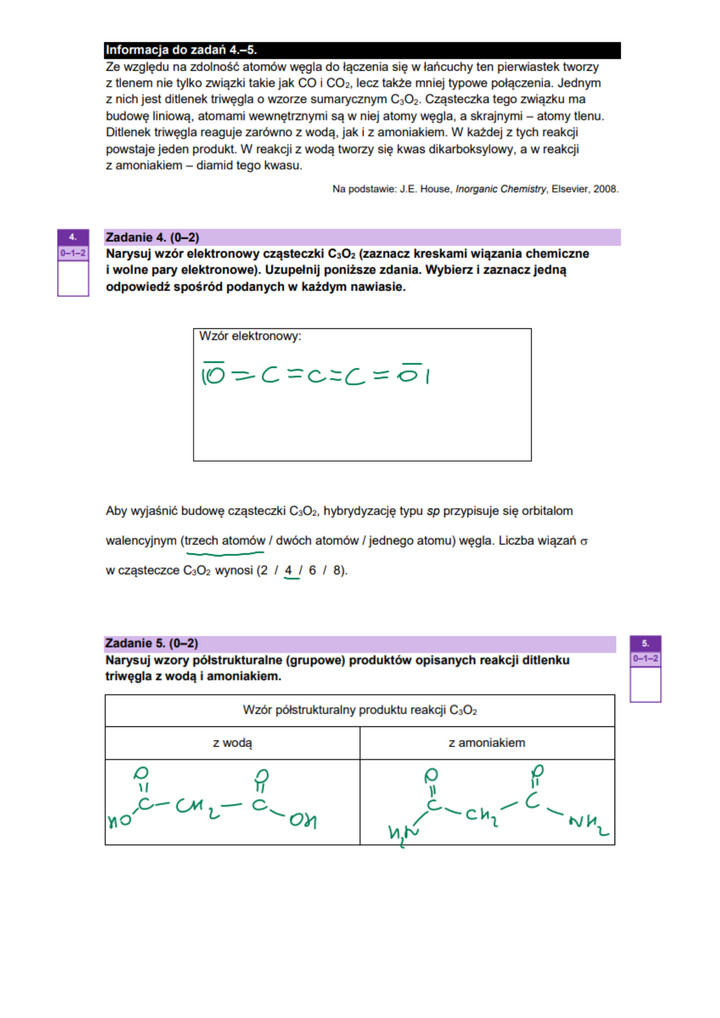 Rozszerzona matura z chemii 2023 - rozwiązane zad. 4 i 5