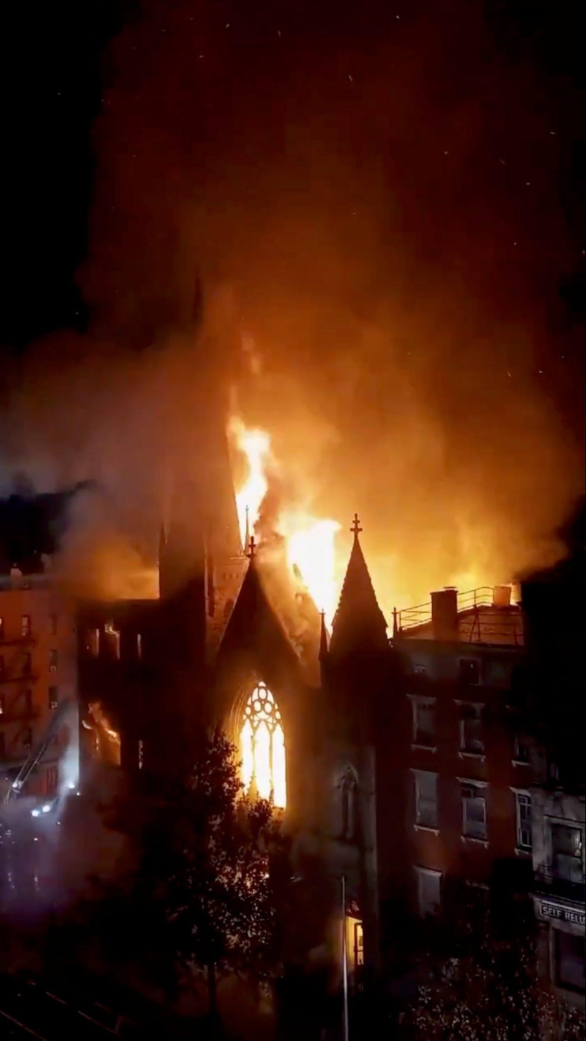 Fire burns at Middle Collegiate Church in New York