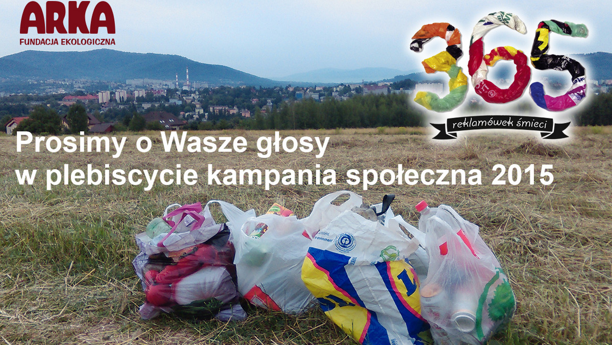 Portal ulicaekologiczna.pl nominował kampanię "365 reklamówek śmieci" do grona najlepszych społecznych kampanii 2015 roku. Teraz potrzeba jedynie Waszych głosów, aby rywalizować w tym konkursie. Zagłosuj na kampanię Fundacji Ekologicznej ARKA. Prześlij tę informację znajomym!