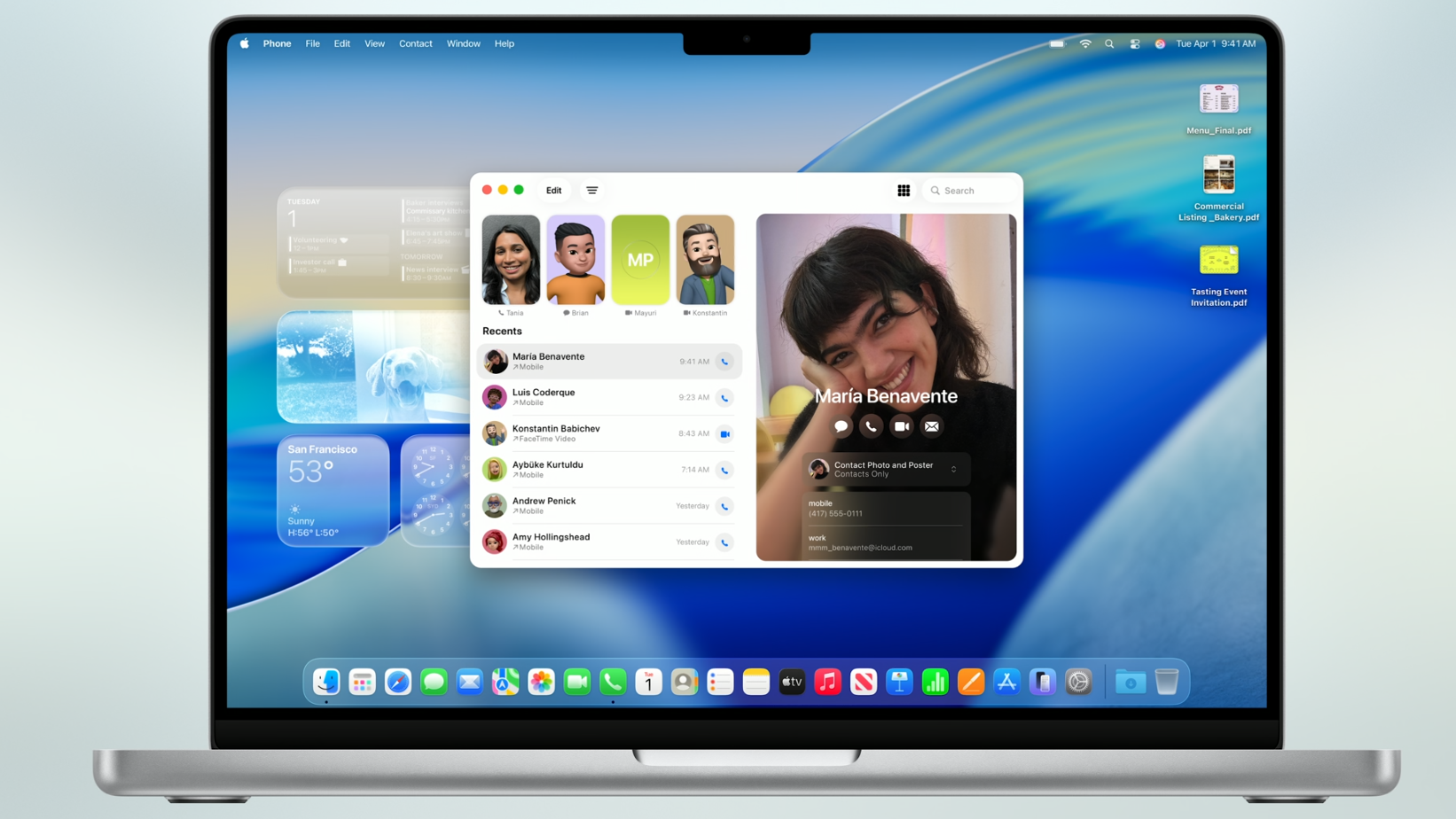 macOS 26: Transparentné menu aj Telefón.