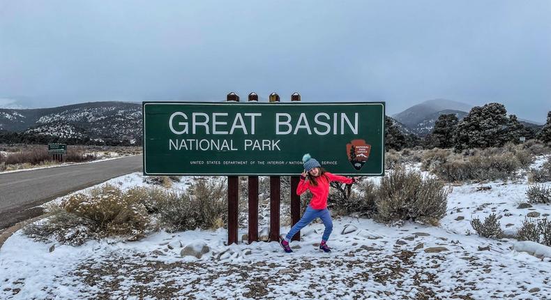 My daughter at the Great Basin National Park entrance.Katie Joll