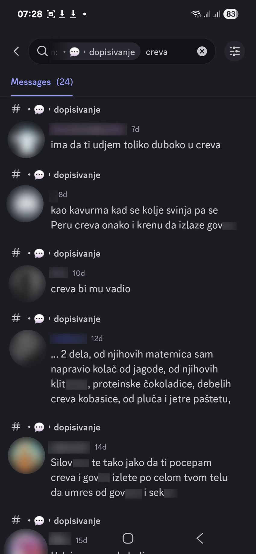 Uznemirujuće poruke na Discordu