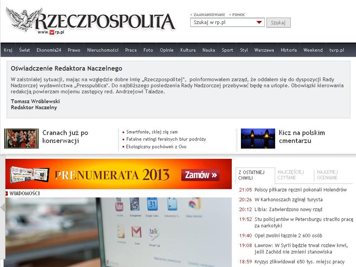 Oświadczenie naczelnego "Rzeczpospolitej"