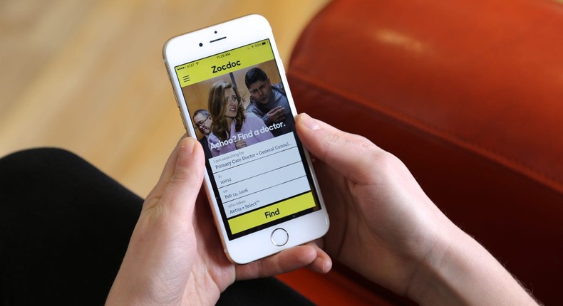 ZocDoc mobile app homepage. Courtesy of ZocDoc.