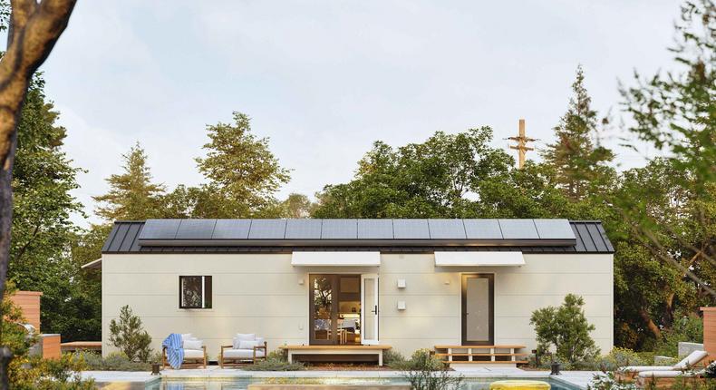 Samara, cofounded by Joe Gebbia, is riding California's backyard accessory dwelling unit hype with its own modular tiny homes. The largest two-bedroom unit, shown in a rendering, starts at $324,000.Samara