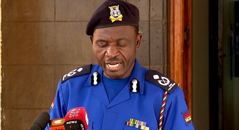 Police Spokesperson Bruno Shioso at the podium during a past press briefing