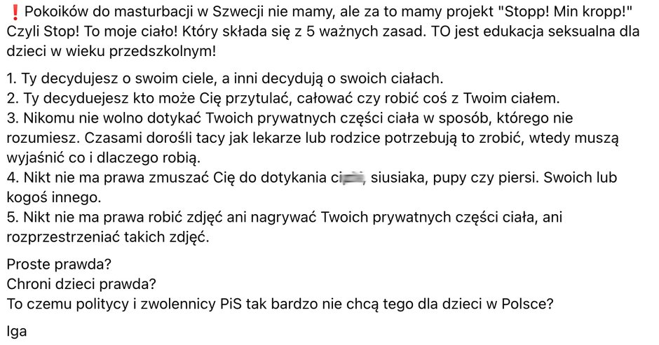 Edukacja seksualna w Szwecji dla dzieci w wieku przedszkolnym