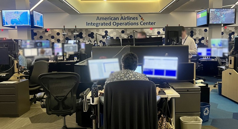 American Airlines manages its planes and crewmembers from its storm-withstanding operations center in Dallas/Fort Worth, which supports some 500,000 customers per day.Taylor Rains/Business Insider