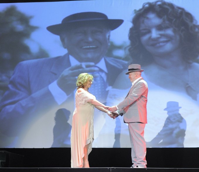 Małgorzata Potocka i Jan Nowicki podczas występu na deskach Teatru Sabat. 2010 r.