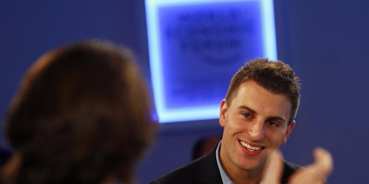 Chesky CEO of Airbnb attends session of World Economic Forum in Davos