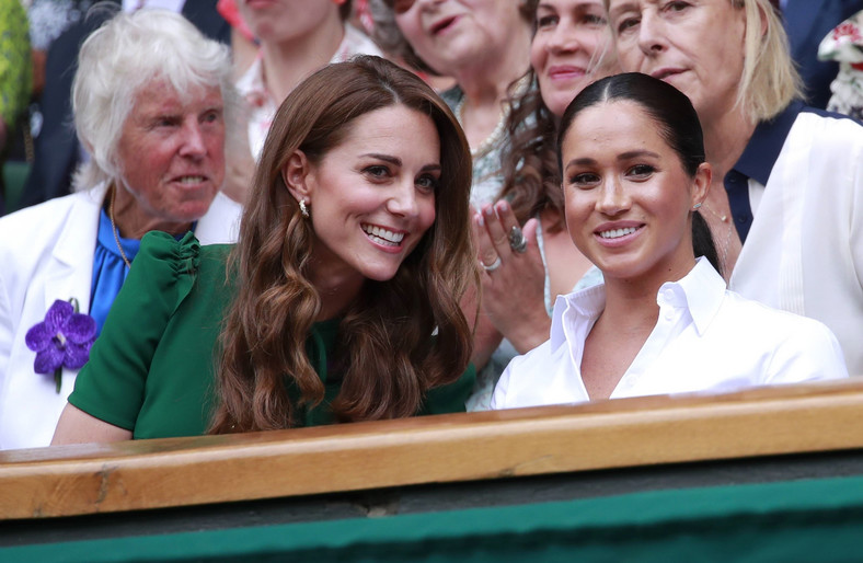 Kate Middleton i Meghan Markle na Wimbledonie w 2019 r.