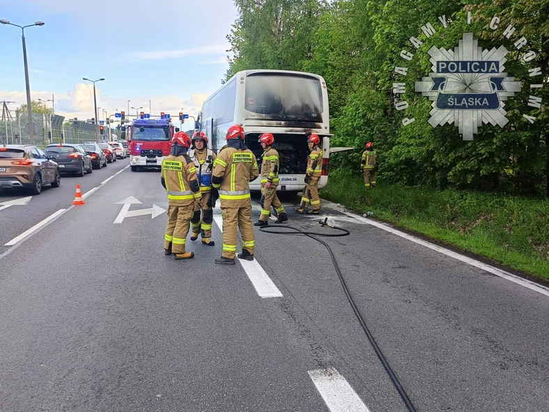 Pożar autokaru w Pszczynie