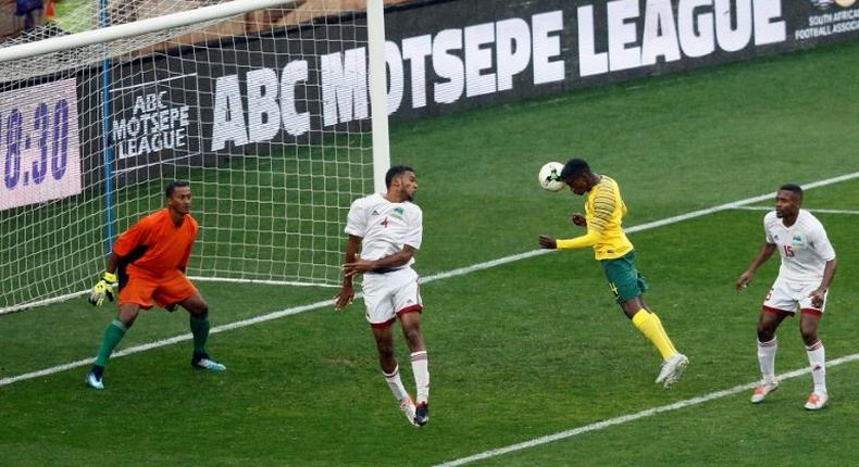 Teboho Mokoena scored with a header as South Africa thrashed Seychelles