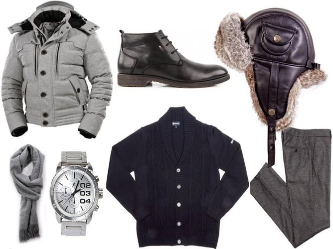 Jesienne STYLIZACJE dla niego ze swetrem w roli głównej