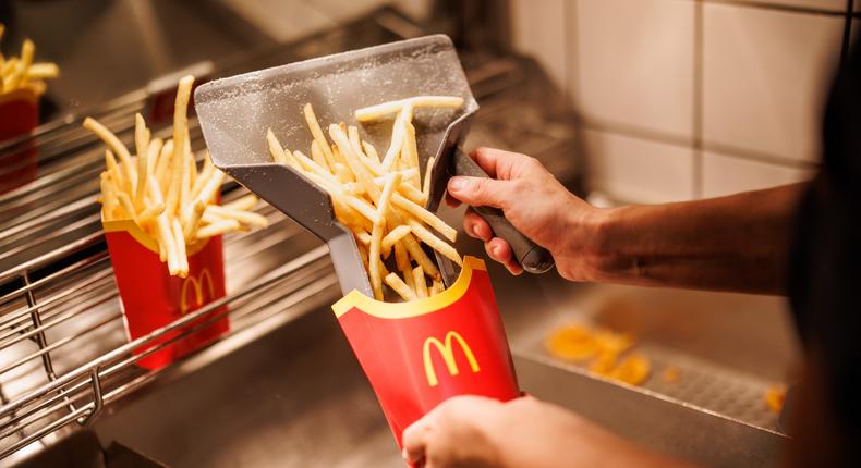 A 15-year-old McDonald's worker suffered hot oil burns while using a deep fryer, the DOL said.Matthias Balk/Picture Alliance via Getty Images