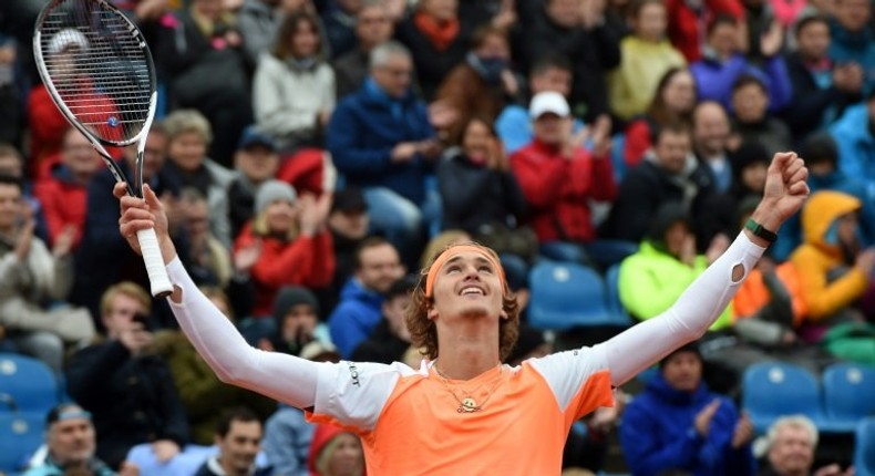 German Alexander Zverev celebrates after he won his final match against Argentinian Guido Pella at the ATP tennis BMW Open in Munich, southern Germany, on May 7, 2017