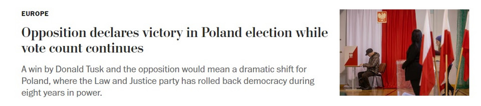 "The Washington Post" o wyborach w Polsce