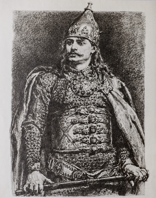 Bolesław III Krzywousty. Reprodukcja rysunku Jana Matejki