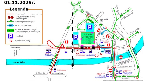 Cmentarz Osobowicki planowana organizacja ruchu 1 listopada