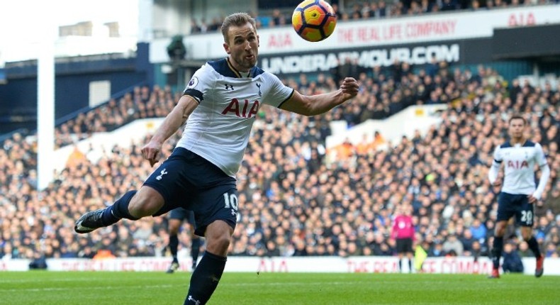 Tottenham Hotspur striker Harry Kane plays during the English Premier League match against West Bromwich Albion at White Hart Lane in London, on January 14, 2017