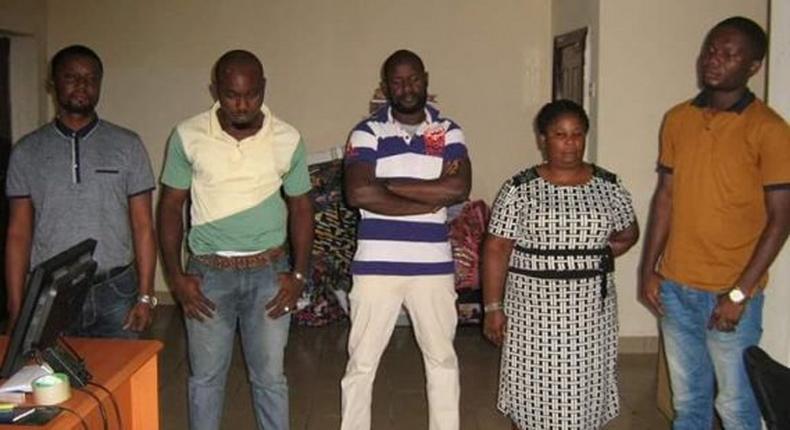 The suspects, Sokari Iminabo, Segun Olagunju, Uche Emmanuel, Obinna Ezinne and Tiny Patience