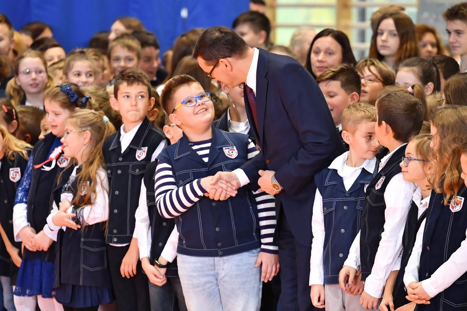 Mateusz Morawiecki w szkole w Radzyminie