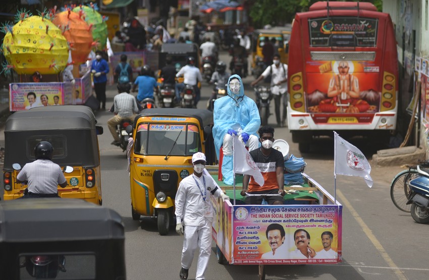 Širenje svesti o kovidu u Čenaju, Indija