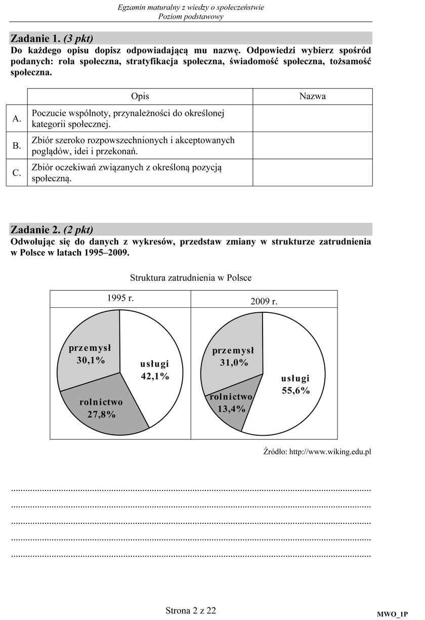 Matura z WOS arkusze i odpowiedzi