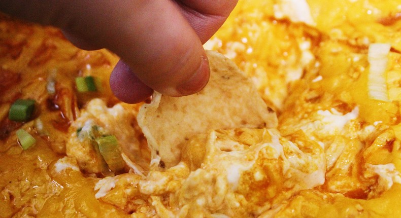 I made popular cookout foods in a slow cooker, including a creamy Buffalo chicken dip.Erin McDowell/Business Insider