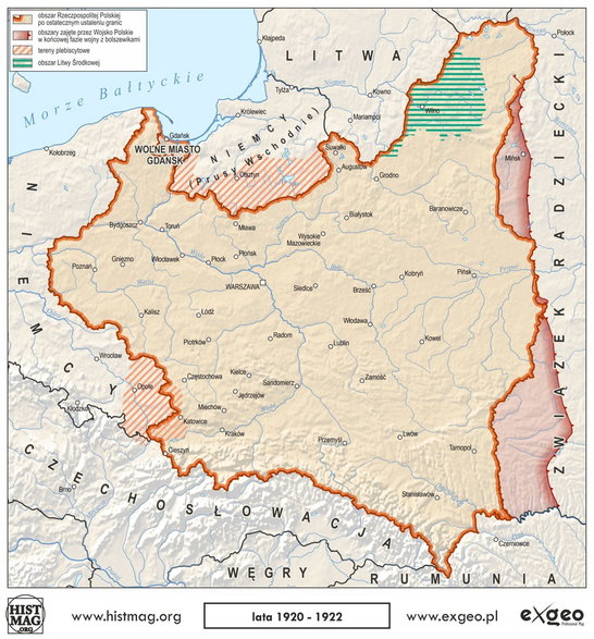 Odzyskiwanie niepodległości przez Polskę - 1920-1922 (aut. Marcin Sobiech EXGEO Professional Map)