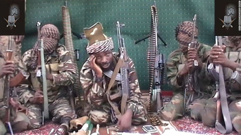 Boko Haram leader, Abubakar Shekau with some of his fighters