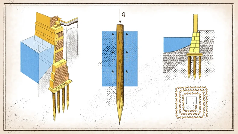 Drvo, zemlja i voda su se kombinovali kako bi temeljima Venecije bili čvrsti | Foto: Emmanuel Lafont/ BBC