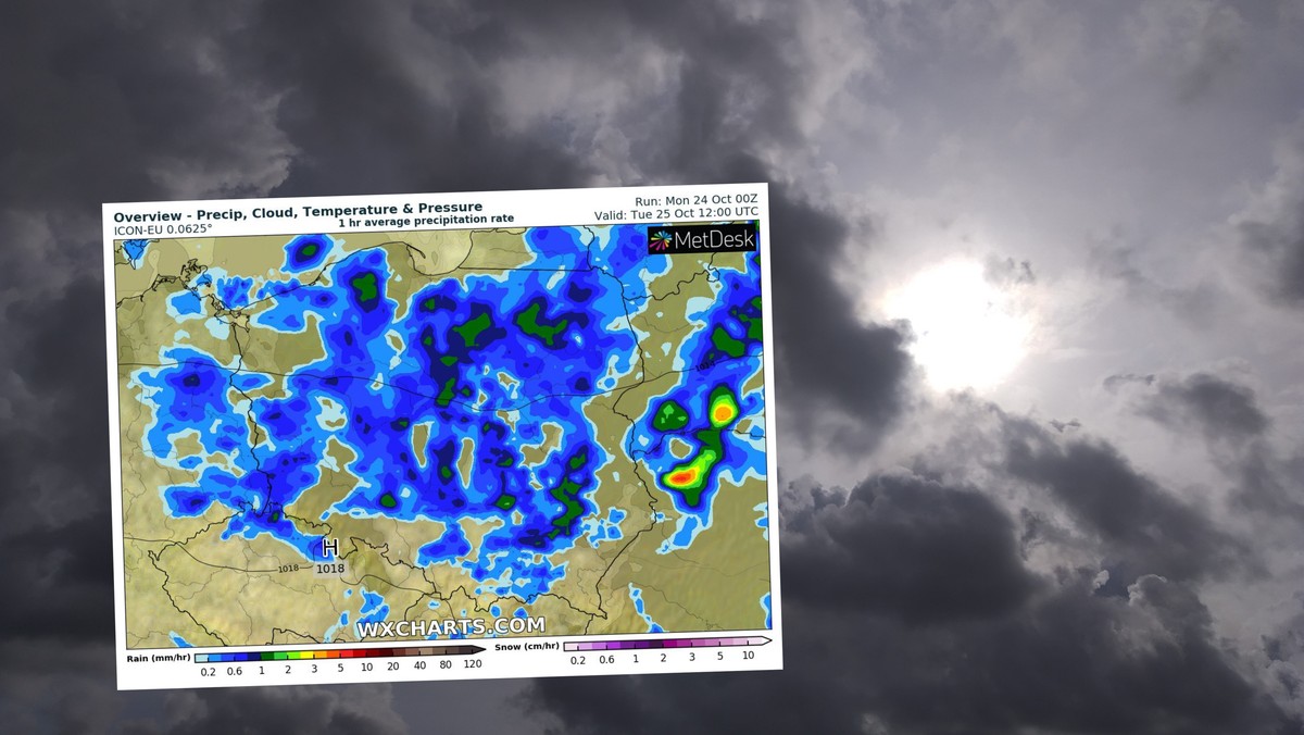 Pogoda na wtorek, 25 października. Pojawią się burze z ulewami