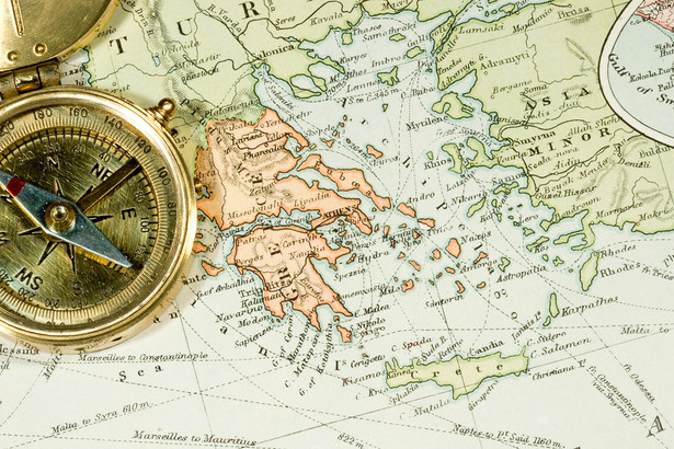 Grecja, mapa, kompas, fot. Chad McDermott